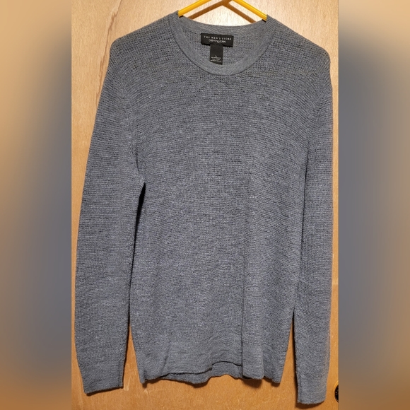 The Men's Store Bloomingdale 100%  Merino Wool Gray Long Sleeve SweaterSize Lar - Picture 1 of 5